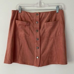 Pink Suede Button Up Skirt